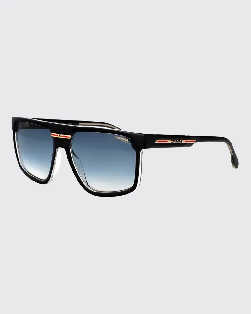 Carrera Piloten-Sonnenbrille aus Eco-Polyamid mit rechteckigen bernsteinfarbenen Gläsern Schwarz
