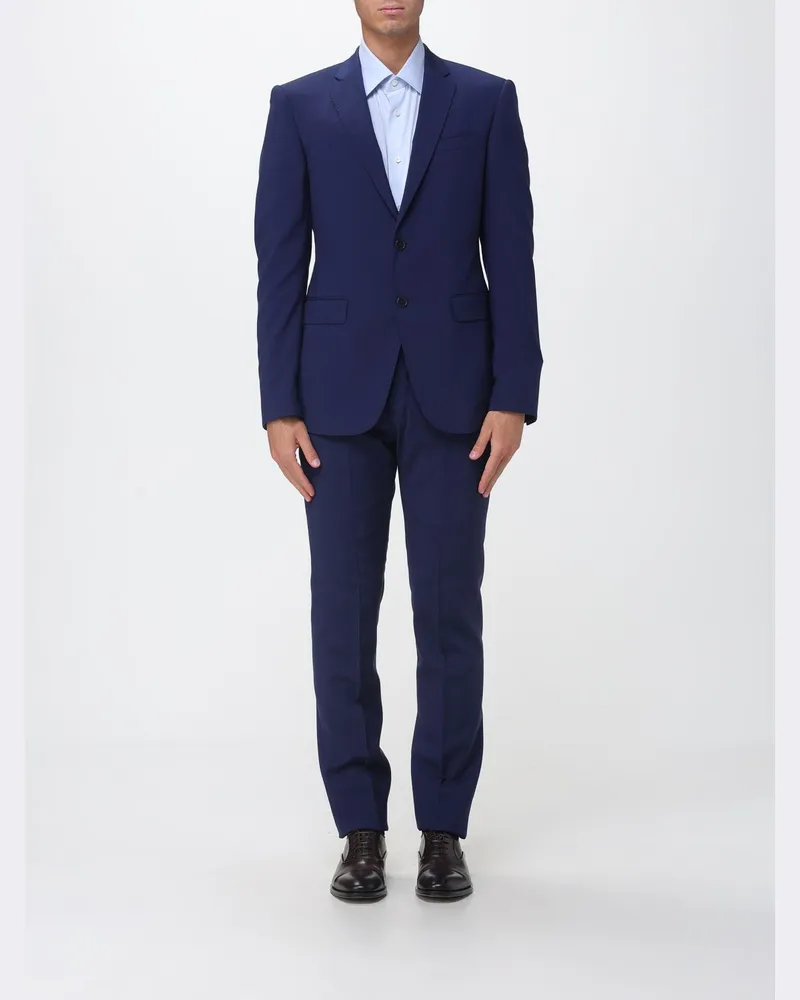Emporio Armani Einreihiger Anzug aus Schurwolle Blau