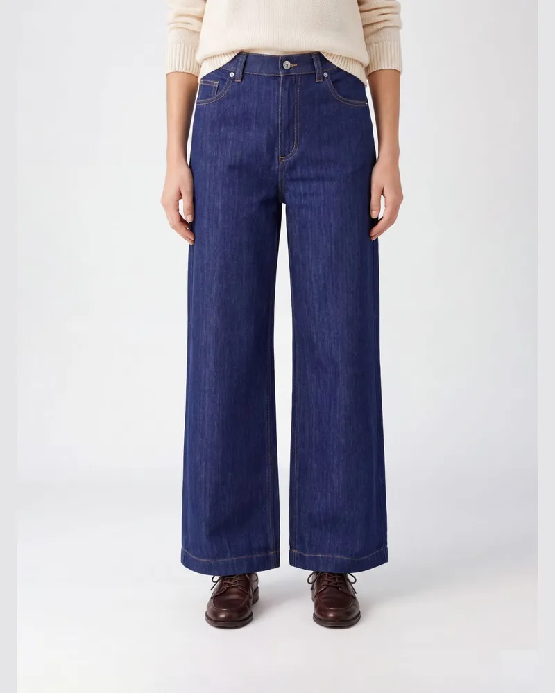 P.A.R.O.S.H. Wide-Leg Jeans P.A.R.O H. mit hoher Taille aus Baumwolldenim Blau