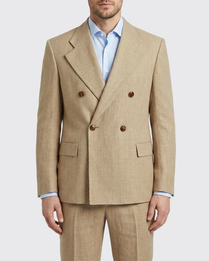 Séfr Zweireihiger Blazer aus Leinen Beige