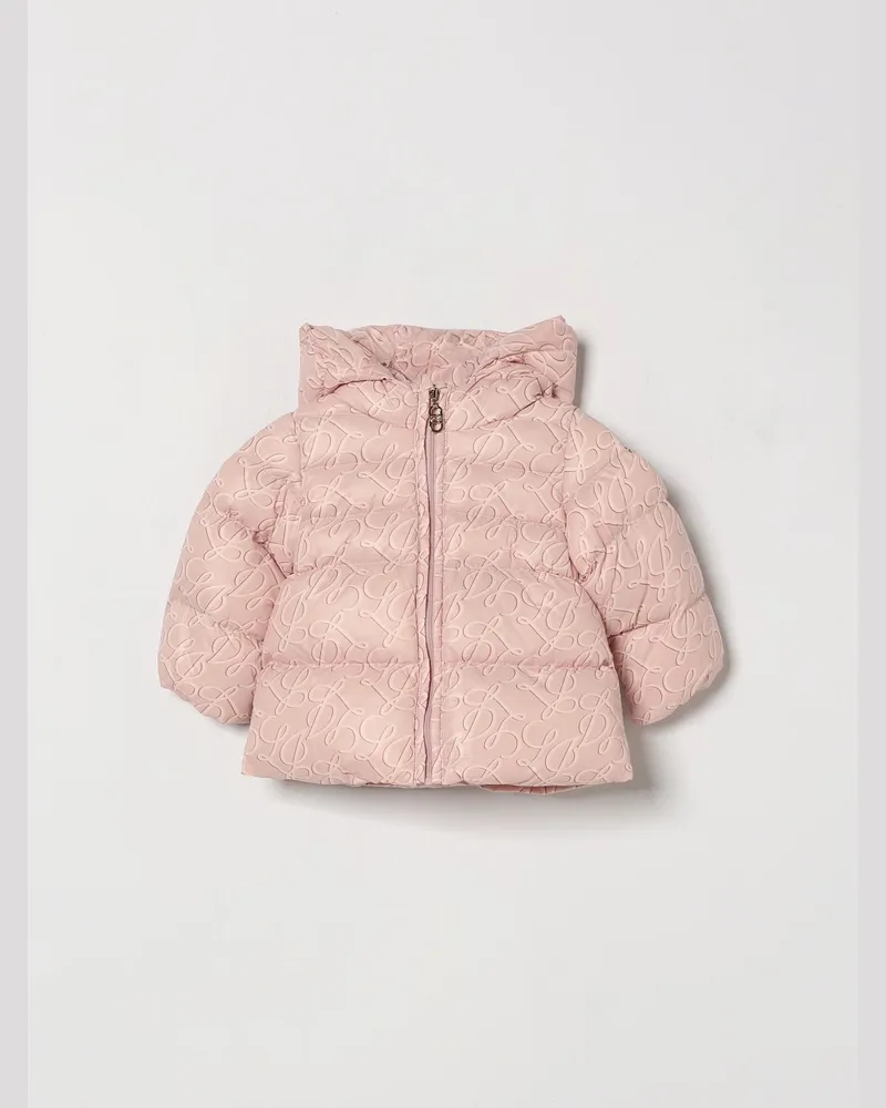 Liu Jo Kurze Daunenjacke von für Mädchen mit Kapuze und gedrucktem Logo Pink