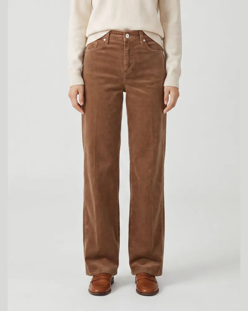 7 for all mankind Lotta High-Waist Cordjeans mit geradem Bein Burnt