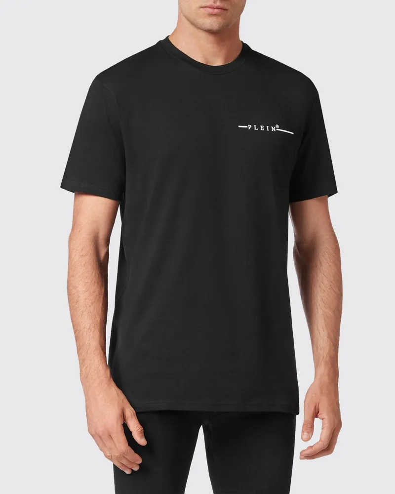 Philipp Plein Baumwoll-T-Shirt mit kontrastierendem Logo-Schriftzug-Print Weiss