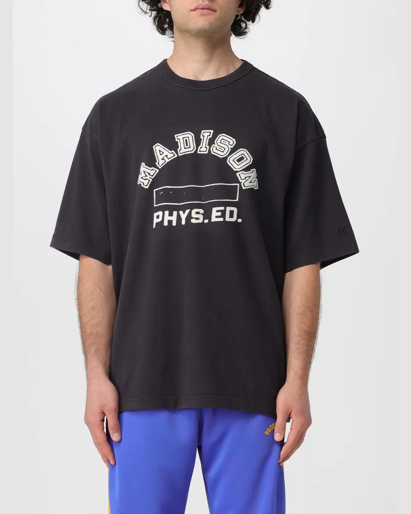Champion Locker geschnittenes Baumwoll-T-Shirt mit Logo- und Slogan-Print vorne Schwarz