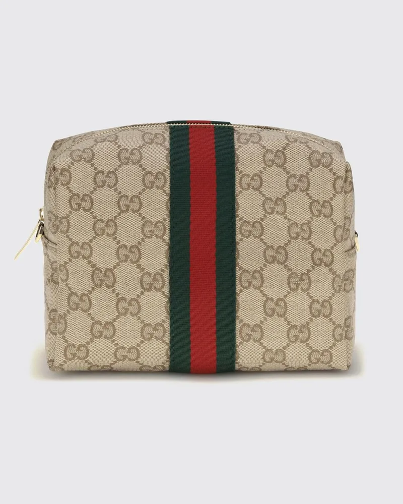 Gucci Mini-Schultertasche aus Jacquard mit GG-Monogramm und zweifarbigen Streifen Beige