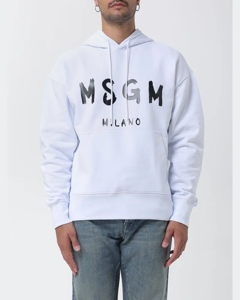 MSGM Relaxed-Fit-Kapuzenpullover aus Baumwolle mit Beuteltasche und Logo Weiß