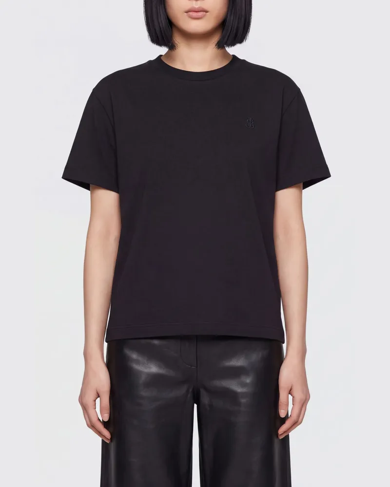 Jil Sander Kurzarm-T-Shirt aus Baumwolle mit Rundhalsausschnitt Schwarz