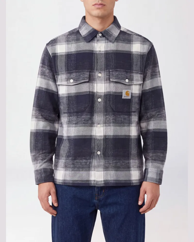 Carhartt WIP Langärmeliges kariertes Baumwollhemd Esterson Navy
