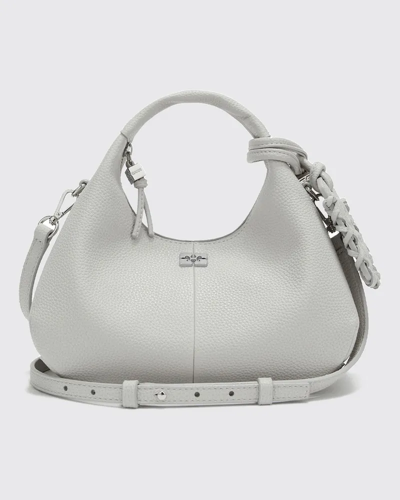 Ganni Butterfly-Logo Hobo-Tasche aus recyceltem Polyester Grau