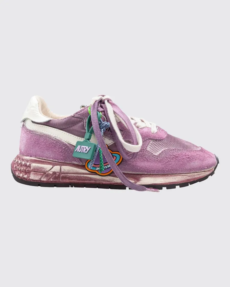 AUTRY Zweifarbige Reelwind Super Vintage Low-Top-Sneakers aus Veloursleder und Mesh Pink