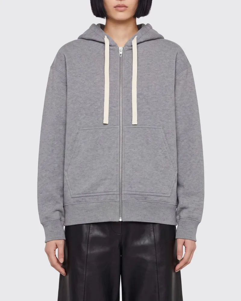 Jil Sander Oversized Baumwoll-Reißverschluss-Hoodie mit Kängurutasche Grau