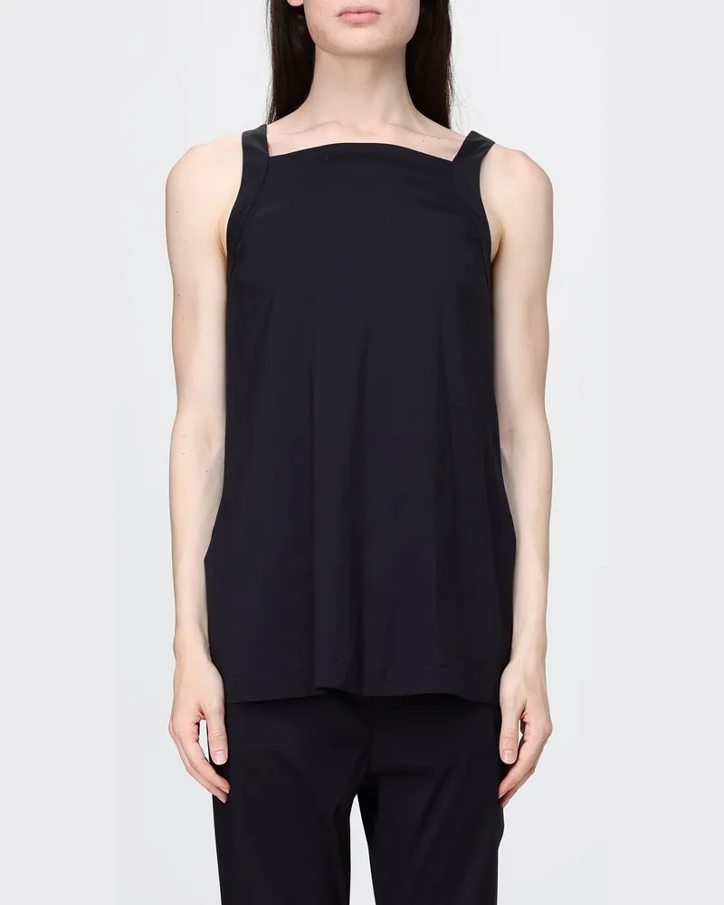 Max Mara Schulterfreies Top mit geradem Ausschnitt aus Stretch-Baumwollmischung Schwarz