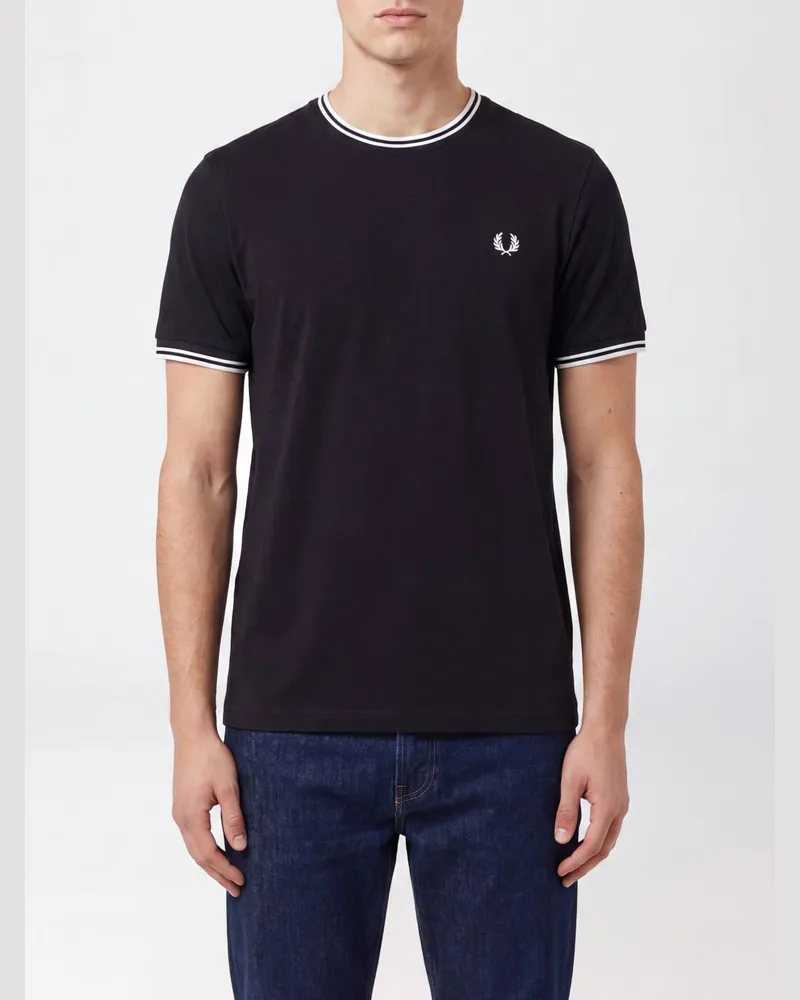 Fred Perry Baumwoll-T-Shirt mit Logo Blau