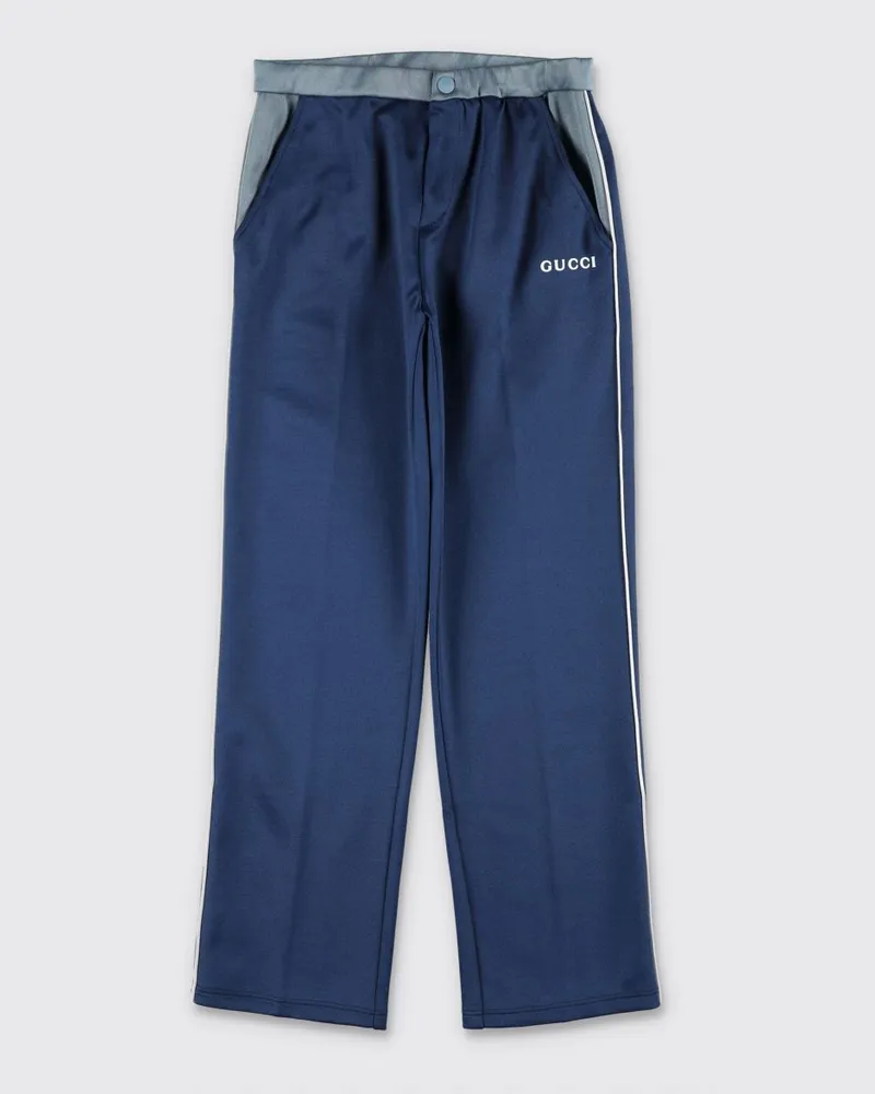 Gucci Lässige Baumwollmischhose für Jungen mit kontrastierendem Logo Blau
