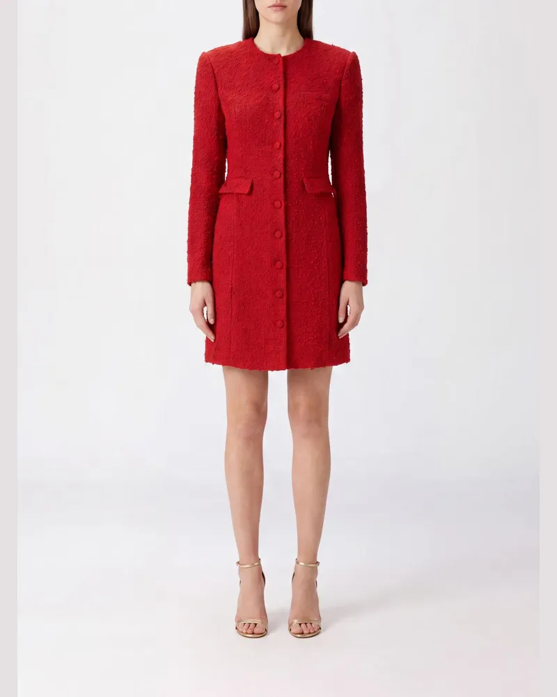 Magda Butrym Mini-Hemdblusenkleid aus Wollmischung mit gepolsterten Schultern Rot