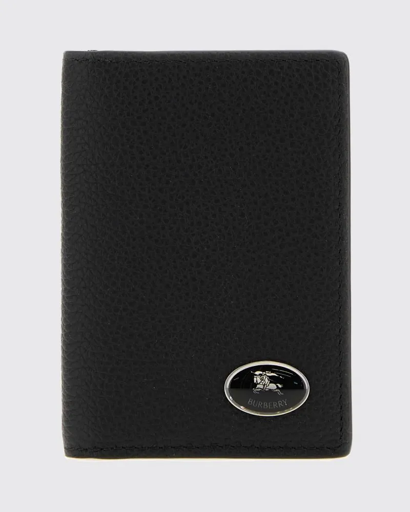 Burberry Bifold-Kartenetui von aus genarbtem Kalbsleder mit Frontlogo Schwarz