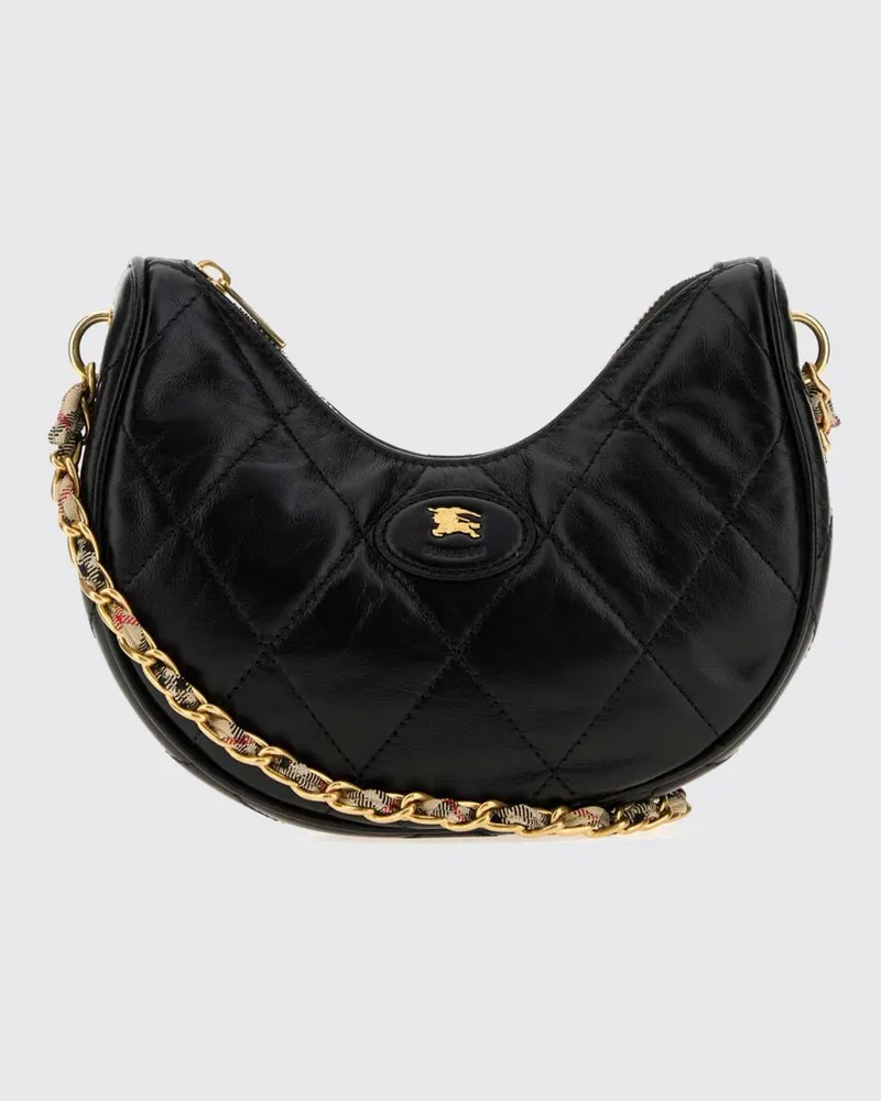 Burberry Horseshoe Schultertasche aus Matelassé-Lammleder mit EKD-Logo Schwarz