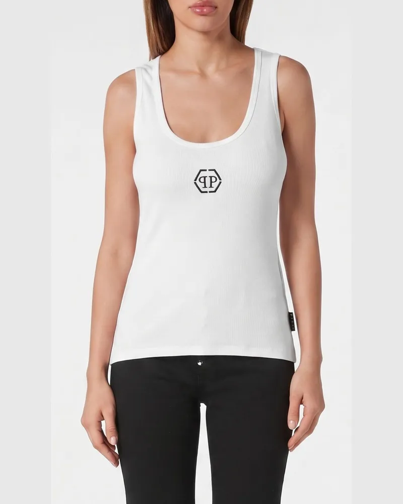 Philipp Plein PP Baumwollmischung Top Weiß