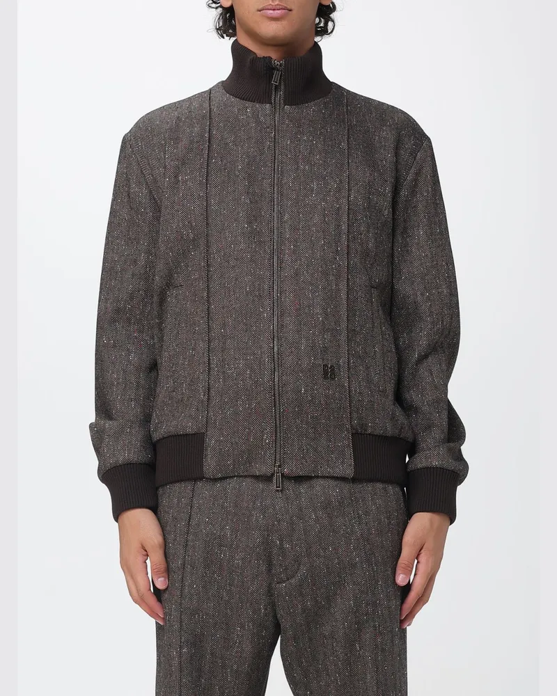 Dsquared2 Bomberjacke aus Wollmischung mit Chevron-Muster und Rollkragen Braun