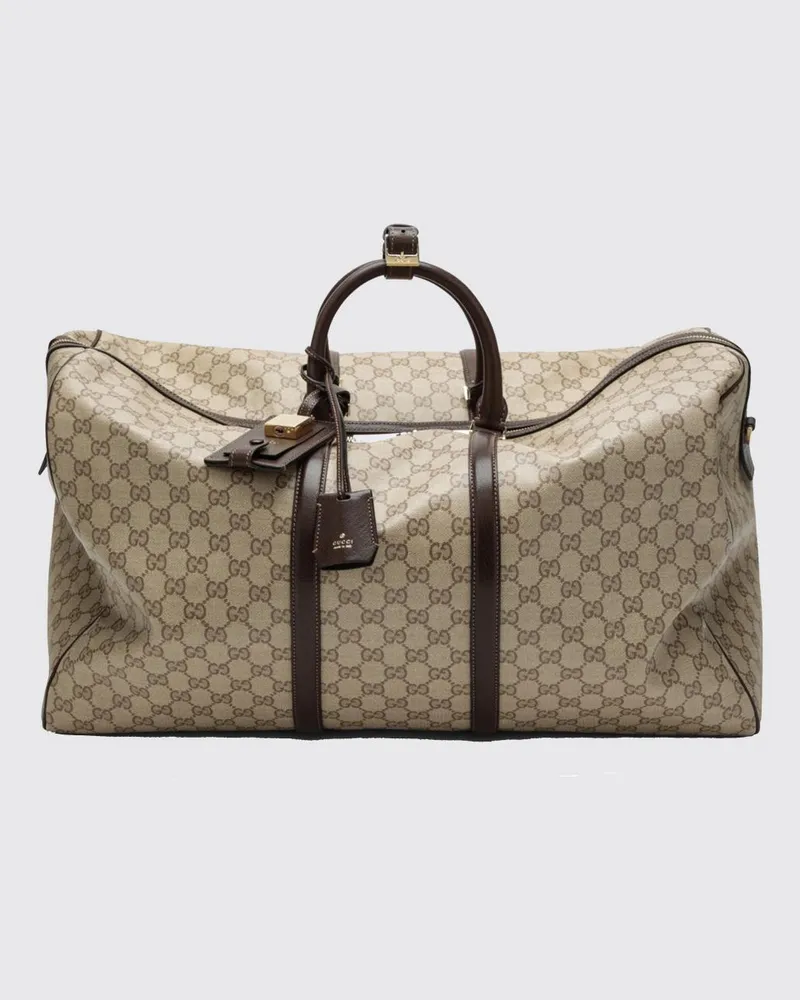 Gucci Reisetasche aus GG Supreme-Stoff mit Monogramm und abnehmbarem Schultergurt Sand