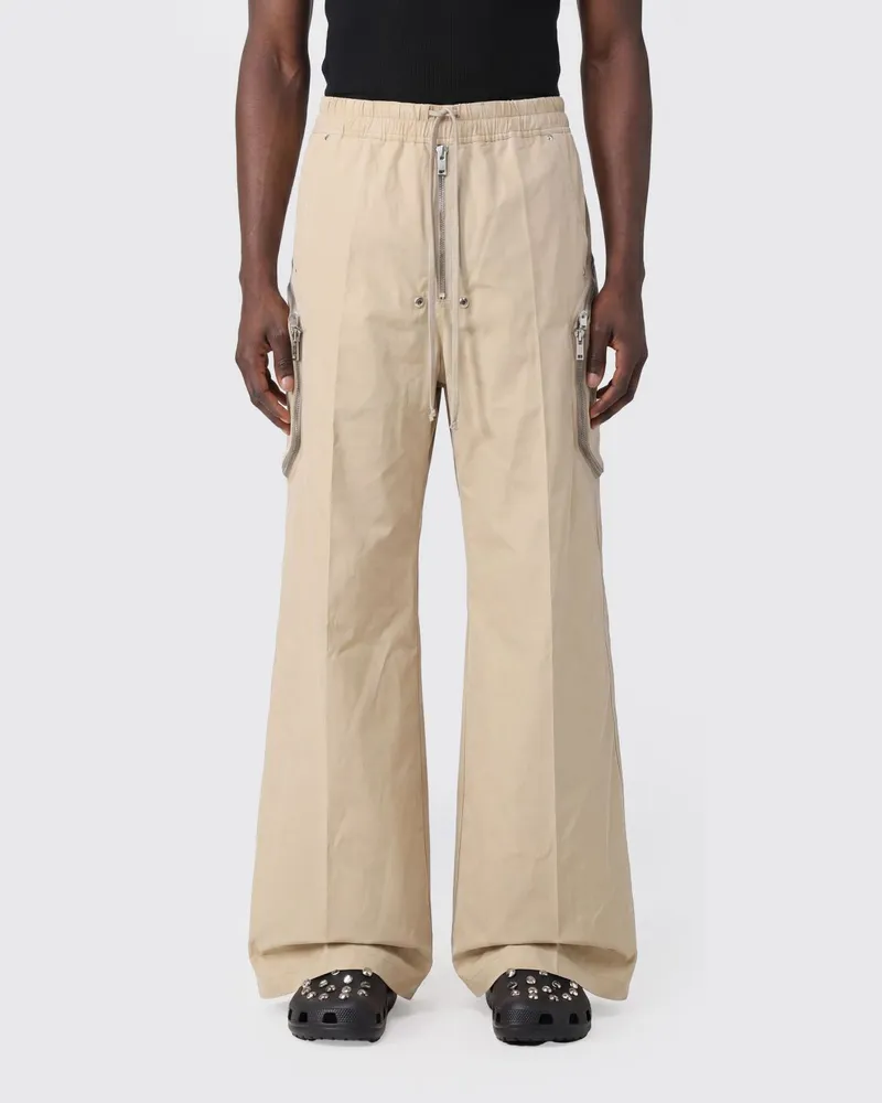 Rick Owens Ausgestellte Hose aus Baumwollstretch Beige