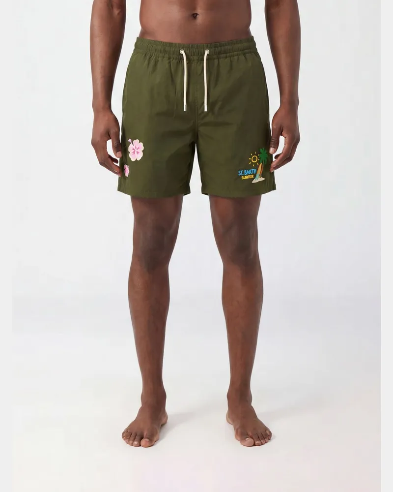 MC2 Saint Barth Kurze Badeshorts mit elastischem Kordelzugbund Weiß