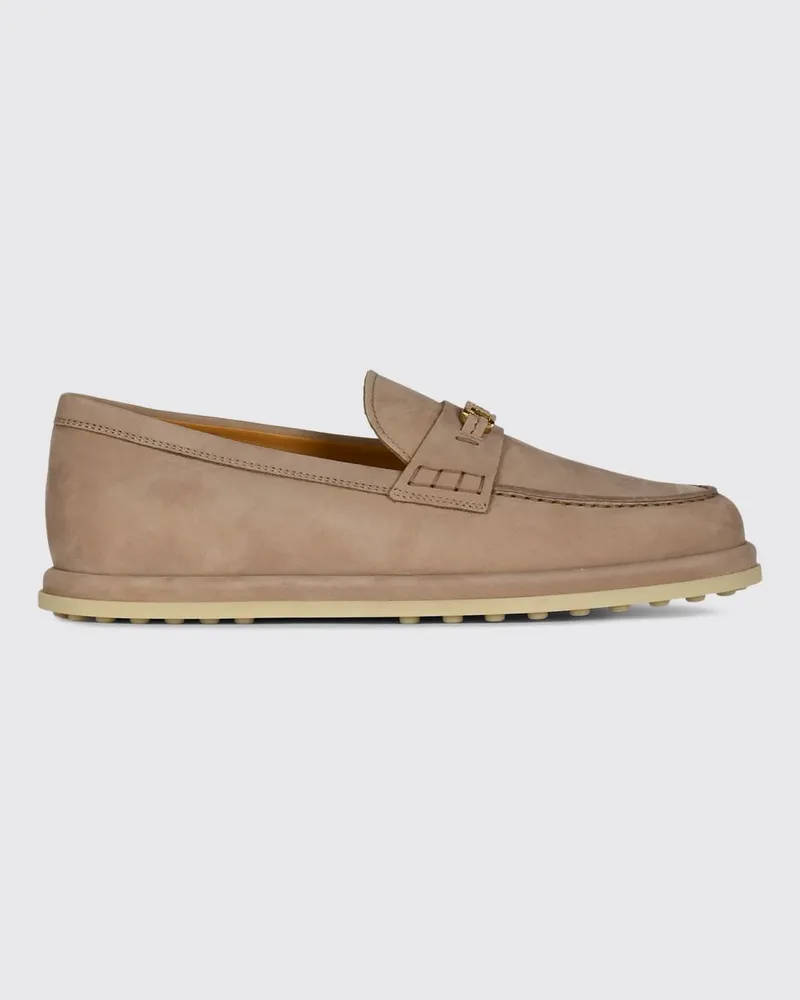TOD'S Pennyloafer aus Nubukleder mit T-Timeless-Accessoire und Gommino-Sohle Pink
