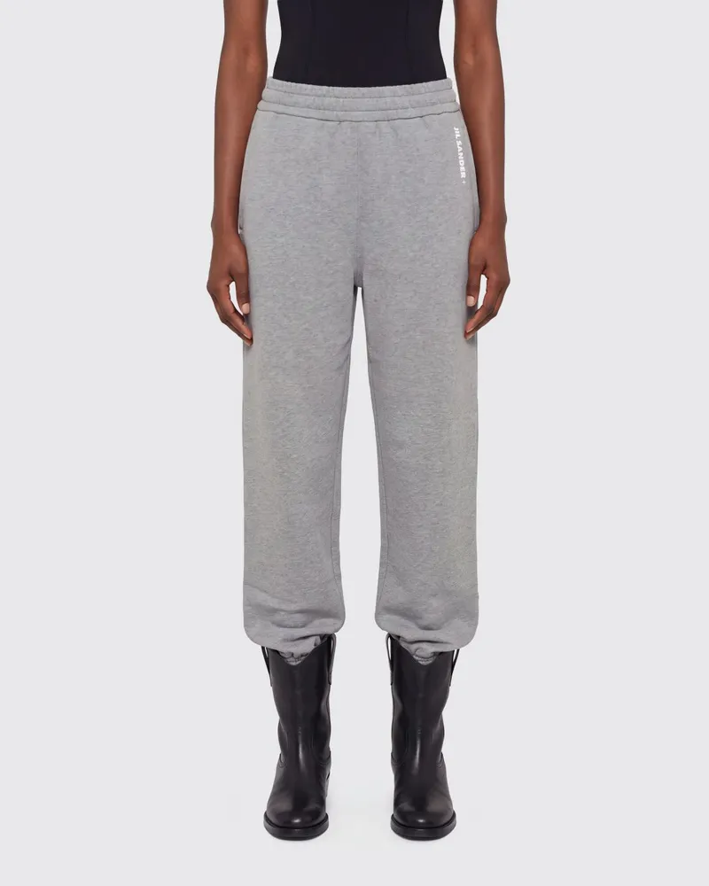 Jil Sander Baumwoll-Jogginghose mit Kontrastlogo und elastischem Bund Grau