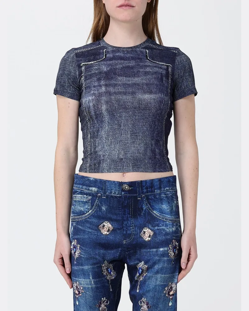 Liu Jo Bedrucktes Stretch-Viskose-Top Blau