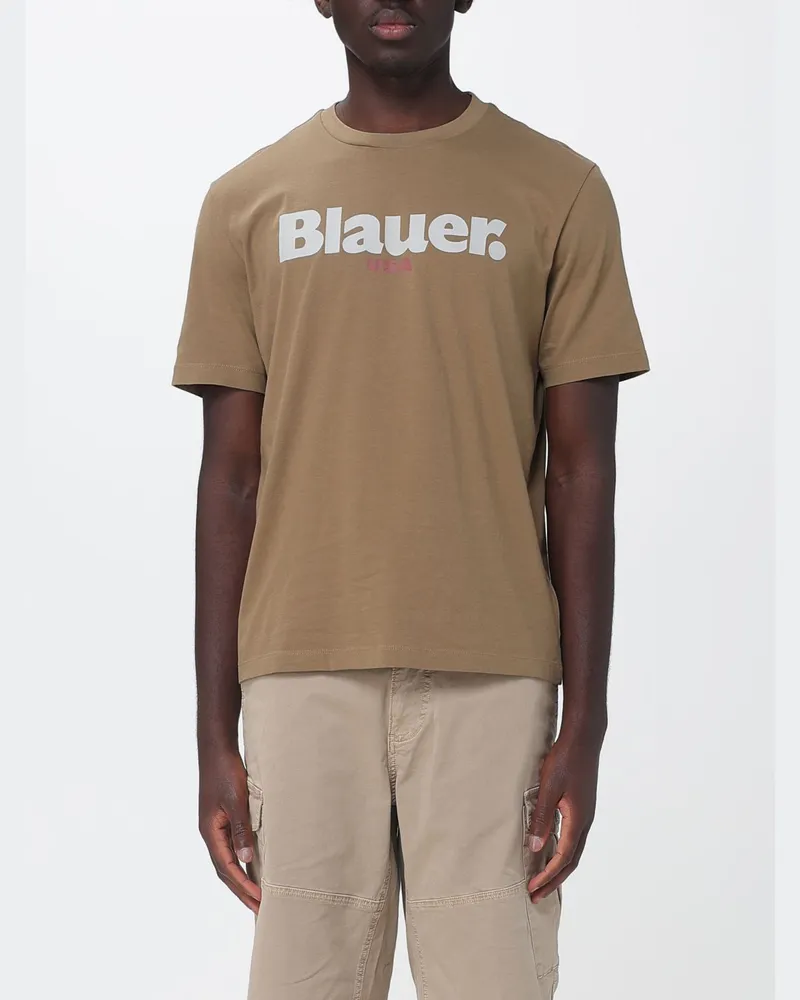 Blauer Baumwoll-T-Shirt mit Logo Haselnuss