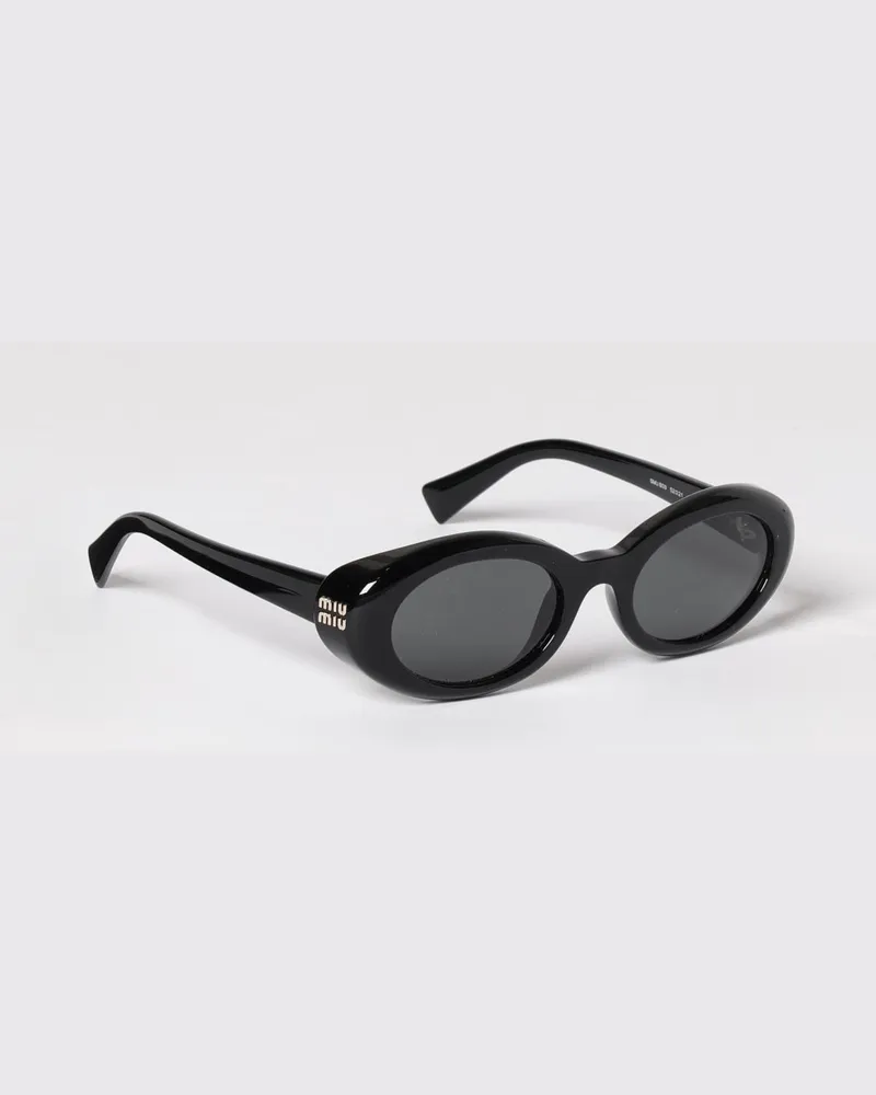 Miu Miu Ovale Sonnenbrille aus Acetat mit Schildpattmuster Schwarz