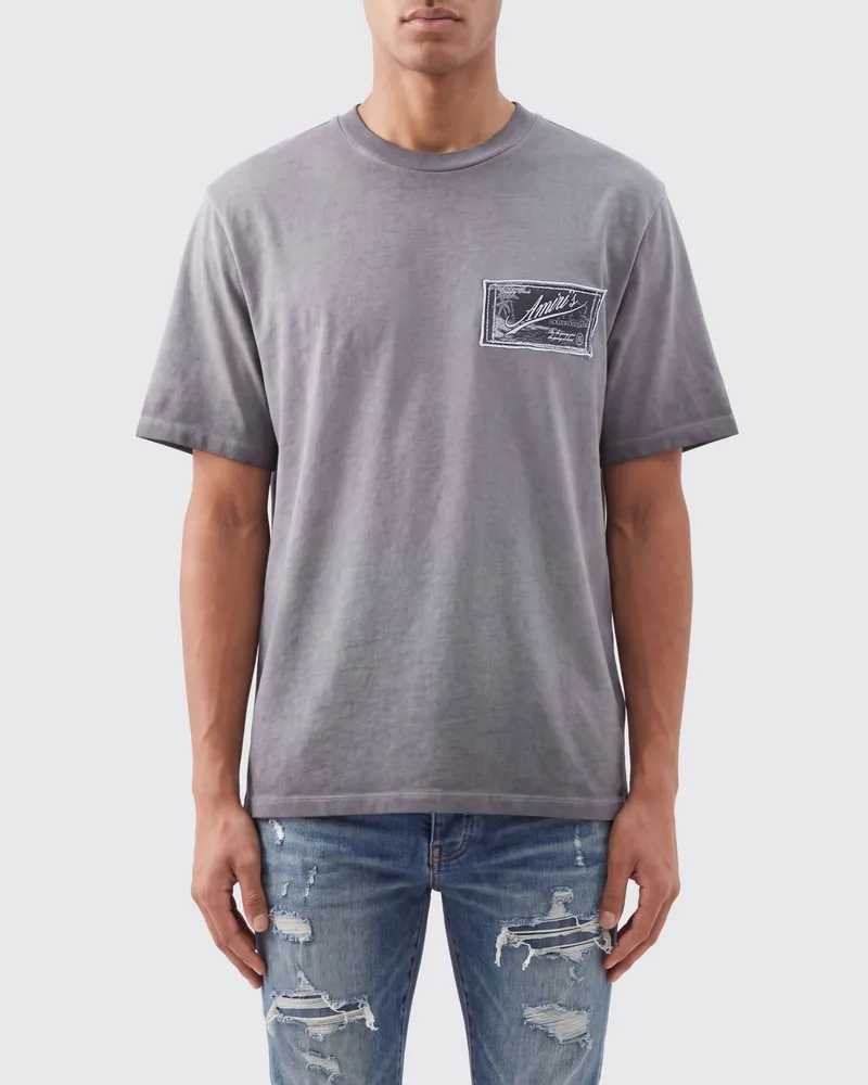 Amiri Rundhals-T-Shirt aus Baumwolle von mit grafischem Logo-Print und überschnittenen Schultern Schwarz