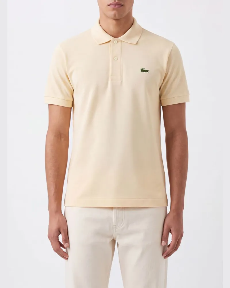Lacoste Klassisches kurzärmeliges Baumwoll-Poloshirt von mit Logo-Patch Natural