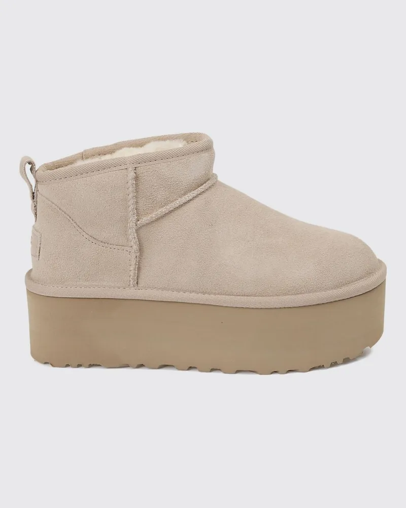 UGG Classic Ultra Mini Platform Stiefel aus Wildleder Beige