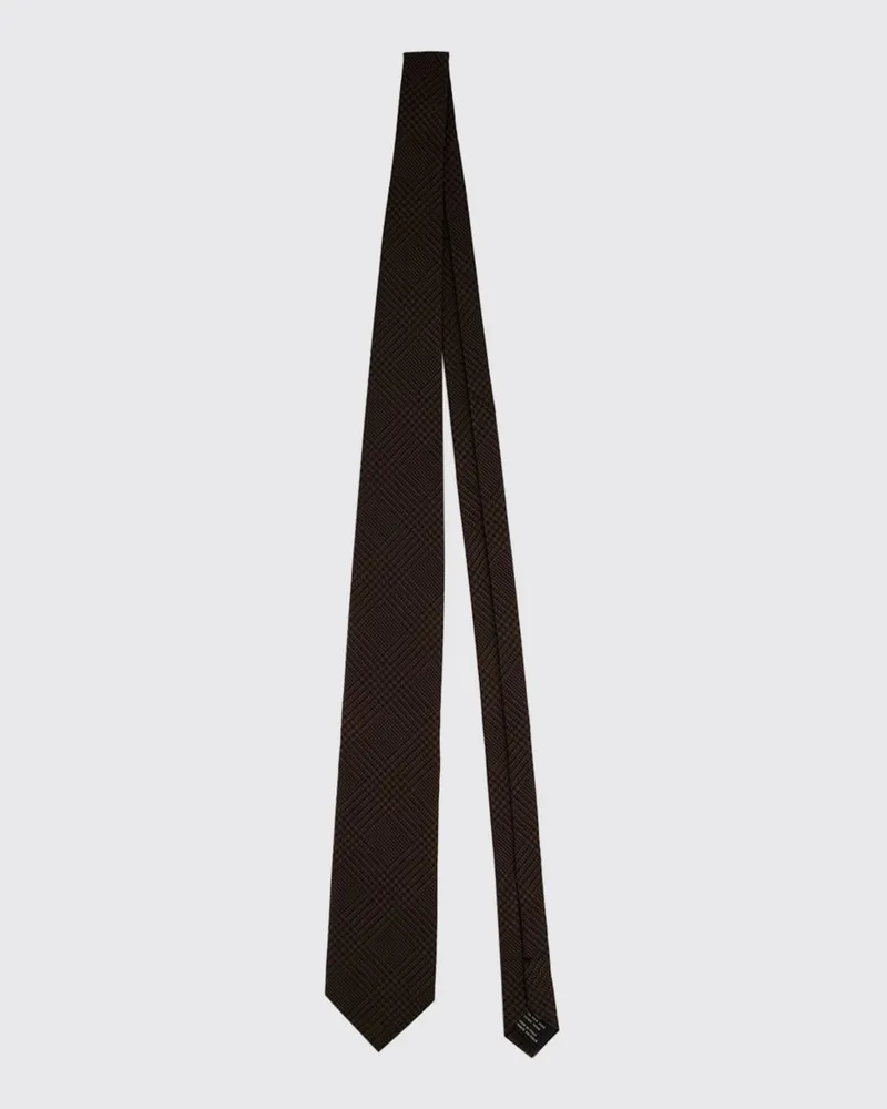 Tom Ford Krawatte aus reiner Maulbeerseide mit Prince-of-Wales-Muster Braun