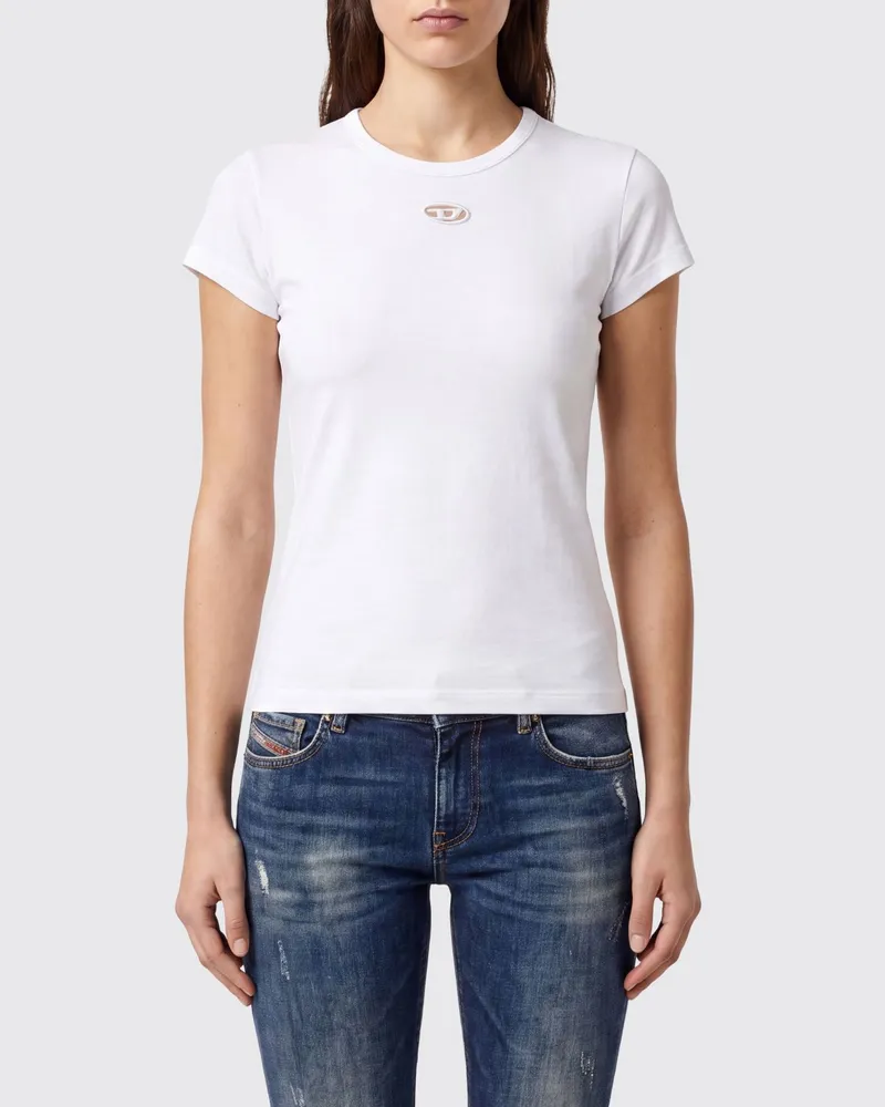 Diesel Slim-Fit T-Shirt aus Baumwolle mit Oval-D-Logo Weiß
