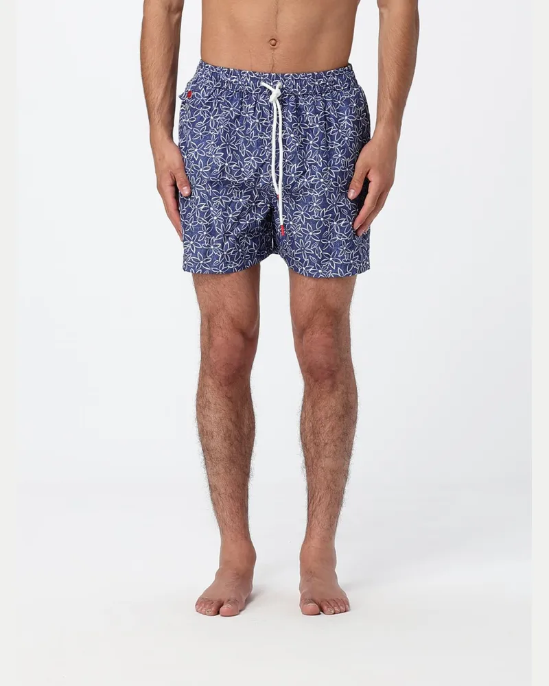 Kiton Badeshorts aus Polyester mit Blumendruck Blau