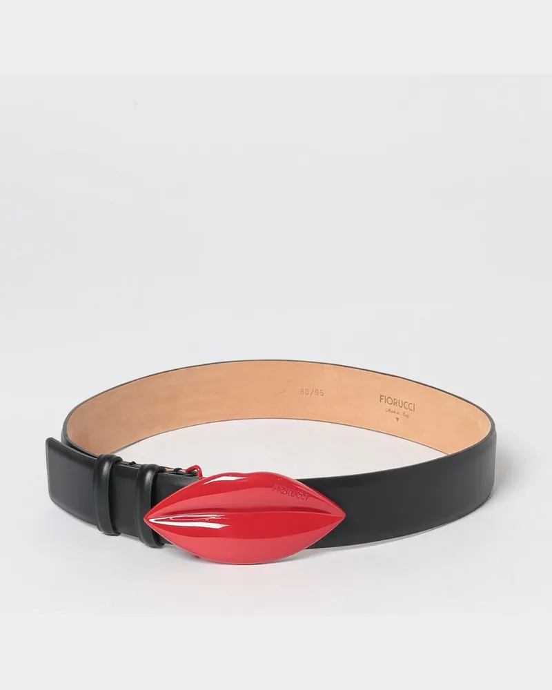 Fiorucci Lips Gürtel aus Kalbsleder mit Metallschnalle Schwarz