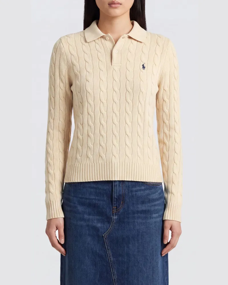Ralph Lauren Slim-Fit Strickpolo aus einer Woll-Kaschmir-Mischung Cream
