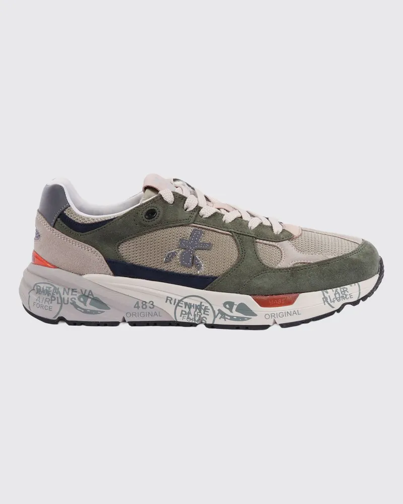Premiata Mase Wildleder- und Mesh-Sneakers Waldgrün