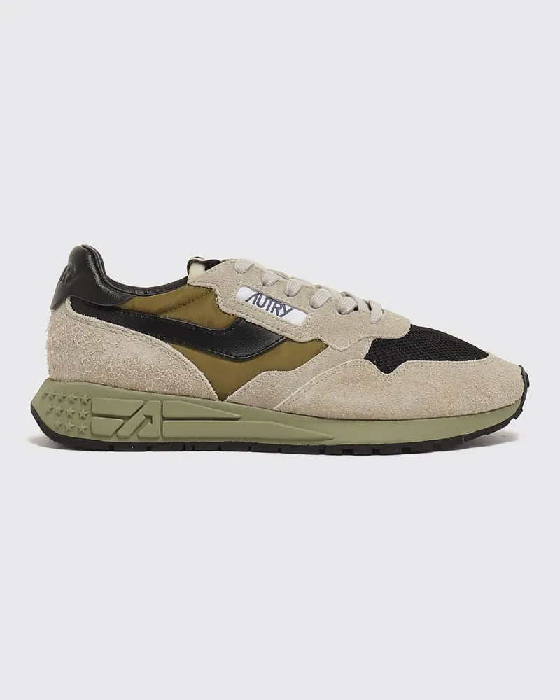 AUTRY Reelwind Sneaker aus Leder und Nylon mit Used-Effekt Sand