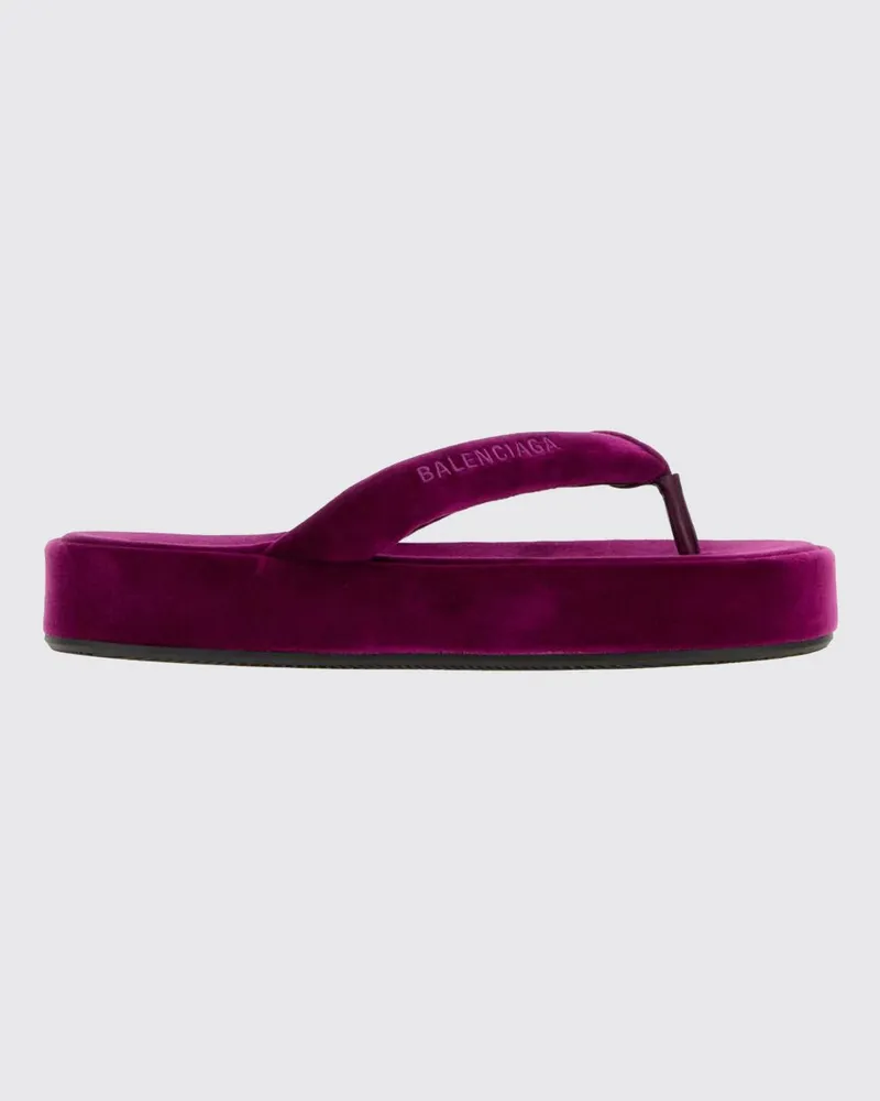 Balenciaga Samt-Plateau-Flip-Flops Violett