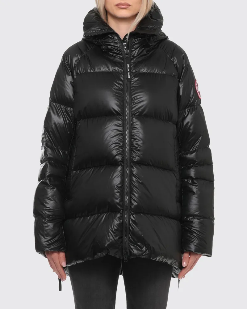 Canada Goose Oversized knielange Daunenjacke aus Nylon-Ripstop mit Kapuze Schwarz