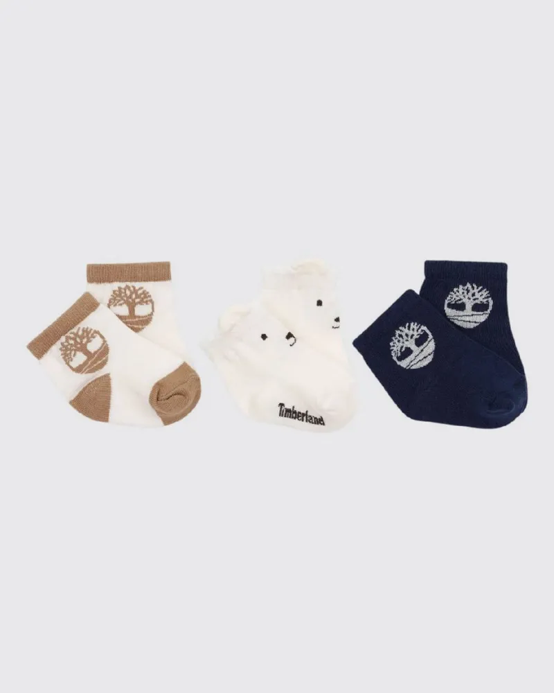Timberland Set aus drei Paar Neugeborenen-Socken aus Stretch-Baumwolle mit Logo Weiß