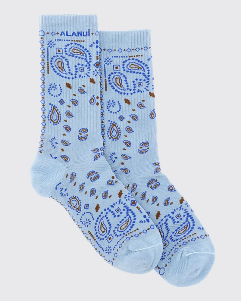 Alanui Socken aus Baumwollmischung mit Paisley-Jacquardmuster Blau