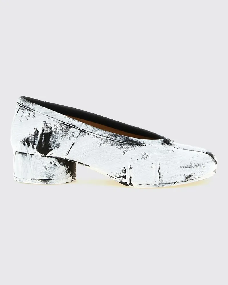 Maison Margiela Tabi Leder-Ballerinas mit charakteristischer geteilter Spitze Weiß