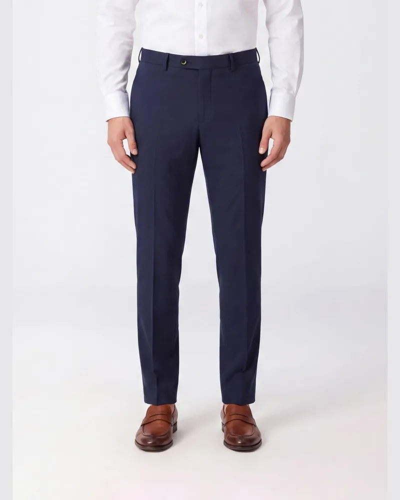 PT TORINO Slim-Fit-Anzughose aus Baumwolle und Seide mit Paspeltaschen Blau