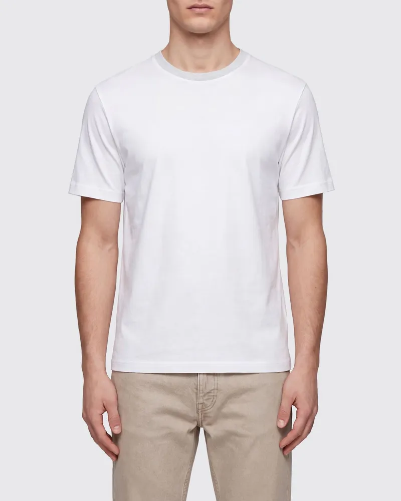 Eleventy Kurzarm-Baumwoll-T-Shirt mit Rundhalsausschnitt im Basic-Design Weiß