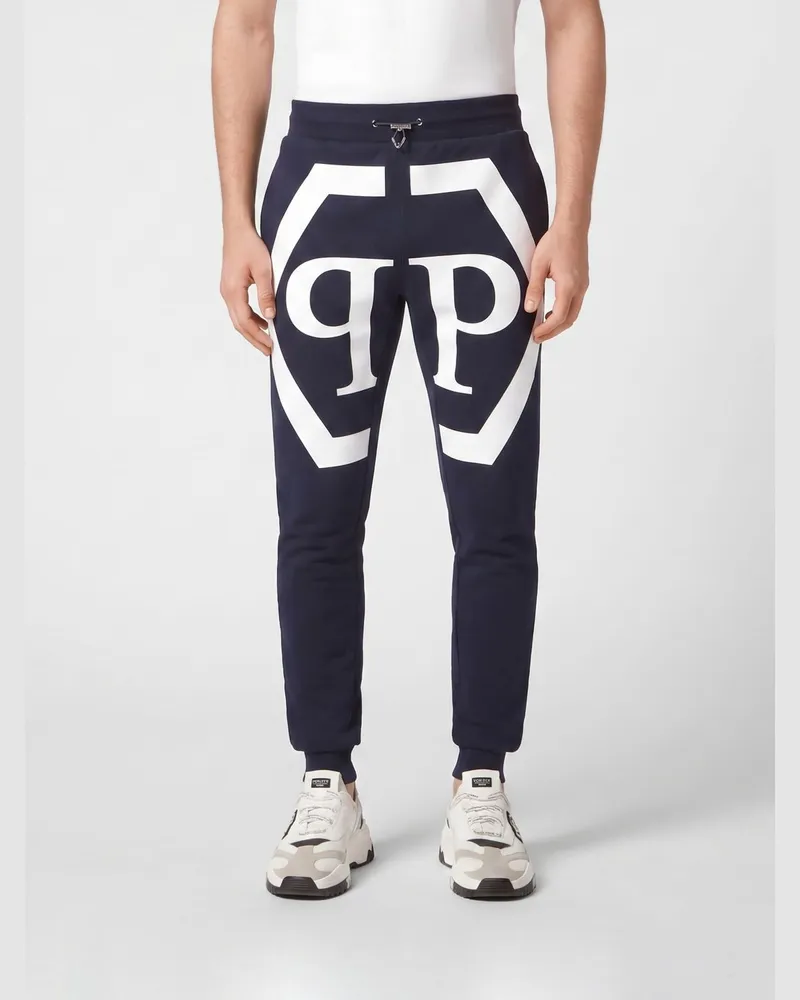 Philipp Plein Jogginghose aus Jersey mit Monogramm-Print und Hexagon-Logo Weiss