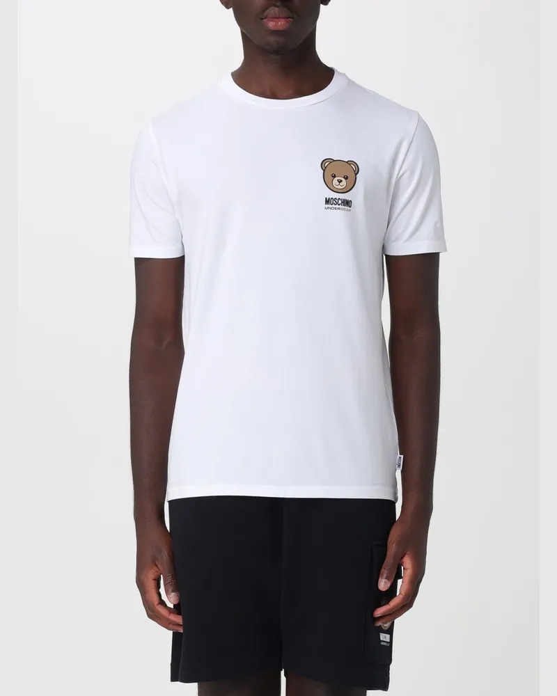 Moschino Baumwoll-T-Shirt mit Teddy-Bear-Print und Logo Weiß